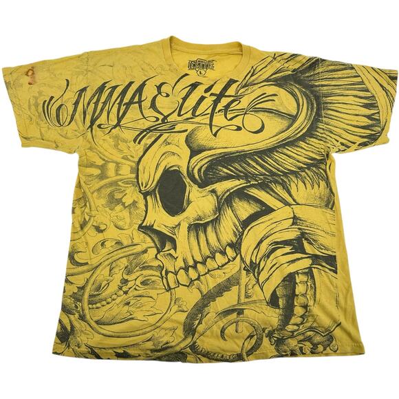 MMA elite Other - VTG y2k men's MMA Elite skull raven angel wings cyber grunge graphic AOP t shirt